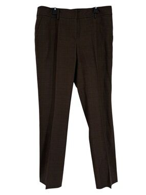 Akris Punto Wool Houndstooth Pants Women Size 10 Brown Lined Straight Leg